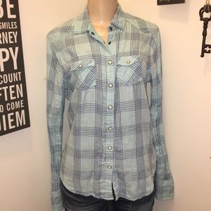 American Eagle Teal Pearl Snap Shirt